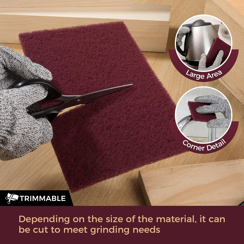 [Australia - AusPower] - S SATC 6" x 9" Maroon General Purpose Scuff Pads,10 Pack Automotive Scotch Brite Pads for Scuffing,Scouring,Sanding,Paint Primer Prep Adhesion Scratch for Automotive Restoration,Handicrafts… 