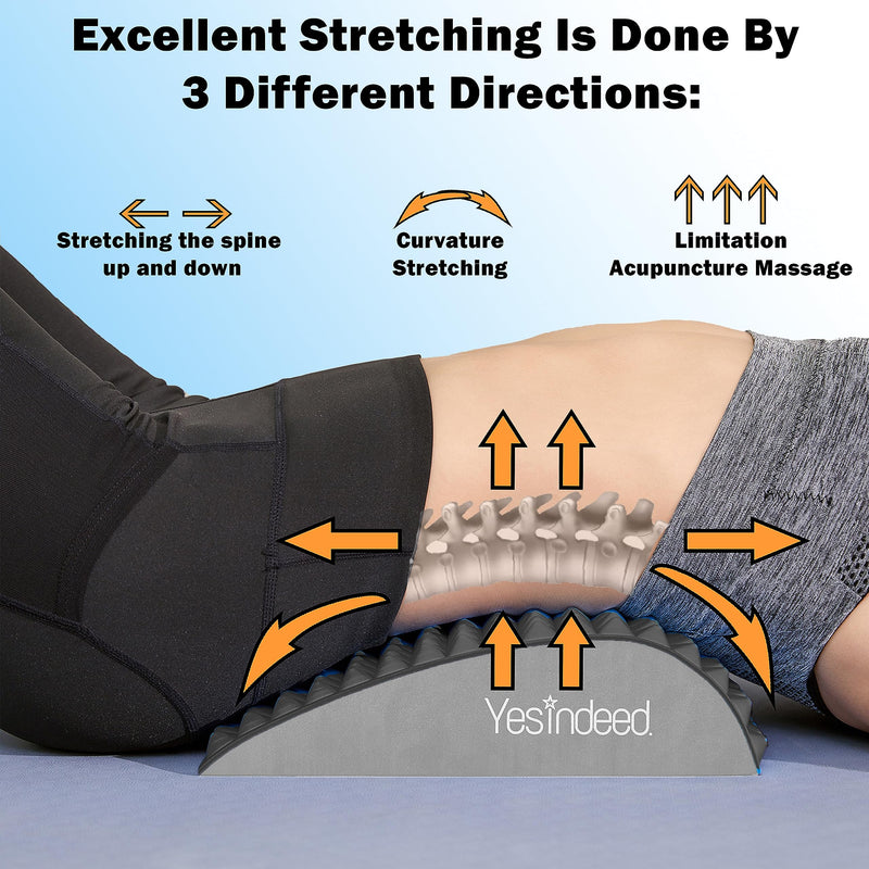 [Australia - AusPower] - YESINDEED Back Stretcher Pillow – Refresh Back Stretcher for Lower Back Pain Relief, Lumbar Support, Spinal Stenosis, Posture Corrector, Neck & Back Stretcher, Sciatica, Herniated Disc Relief, Black 