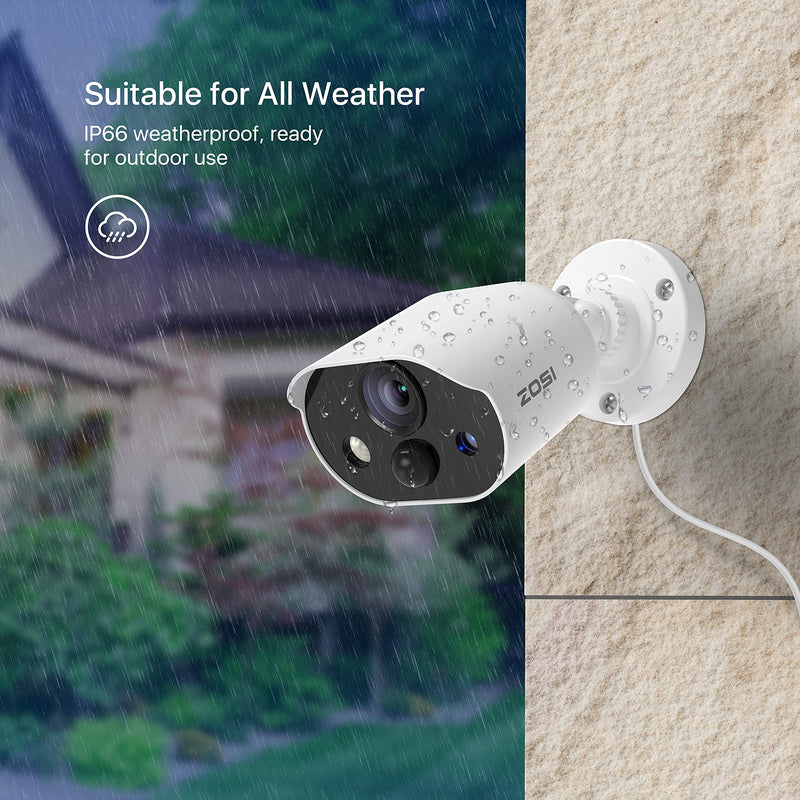 [Australia - AusPower] - ZOSI 1080P HD-TVI Security Camera with Audio, 2MP 1920TVL Indoor Outdoor Surveillance Home Camera, Night Vision, PIR Motion Detection, IP66 Weatherproof, Only Work with ZOSI 3K Lite CCTV DVR Wired-1Cam 