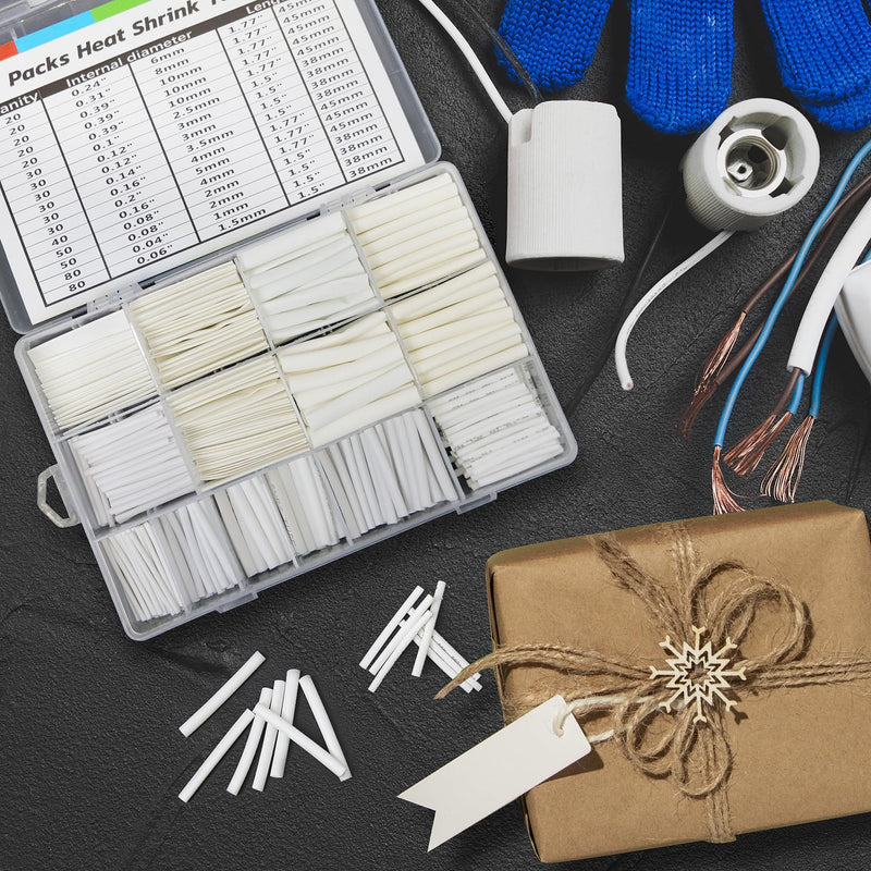 [Australia - AusPower] - ASHINER 580PCS Durable Heat Shrink Tubing Kit - Ideal for Electric Insulation and Repairs with Convenient Storage Case, White 