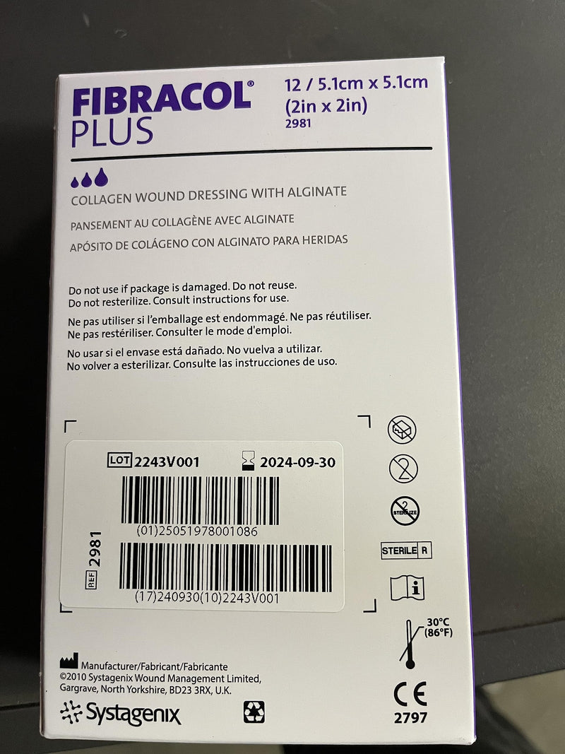 [Australia - AusPower] - FIBRACOL PLUS 2981 Collagen Wound Dressing with Alginate, 2" X 2" - (1 EACH Dressing) 