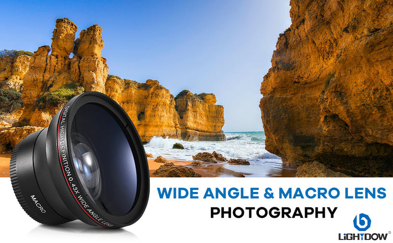 Lightdow 52MM 0.43x High-Definition Wide Angle + Macro Lens Attachment for Nikon D-Series and More - Enhance Your Photography Creativity (φ52mm) φ52mm