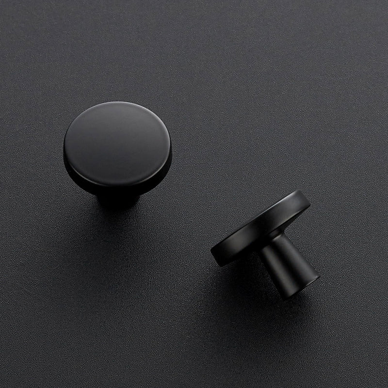JOY DECOR 10 Pack Matte Black Kitchen Cabinet Knobs Solid 1-1/4 Inch Drawer Pulls Cabinet Hardware for Dresser Drawers Round Cupboard Door Knobs Simple Dresser Handles