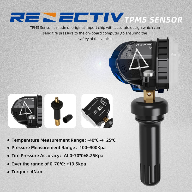 [Australia - AusPower] - RENECTIV TPMS Sensor,4pcs 433MHz Tire Pressure Monitor Sensors Compatible with Chevy Cadillac Buick GMC Replace OE# 13598773,13516165 4 PCS 