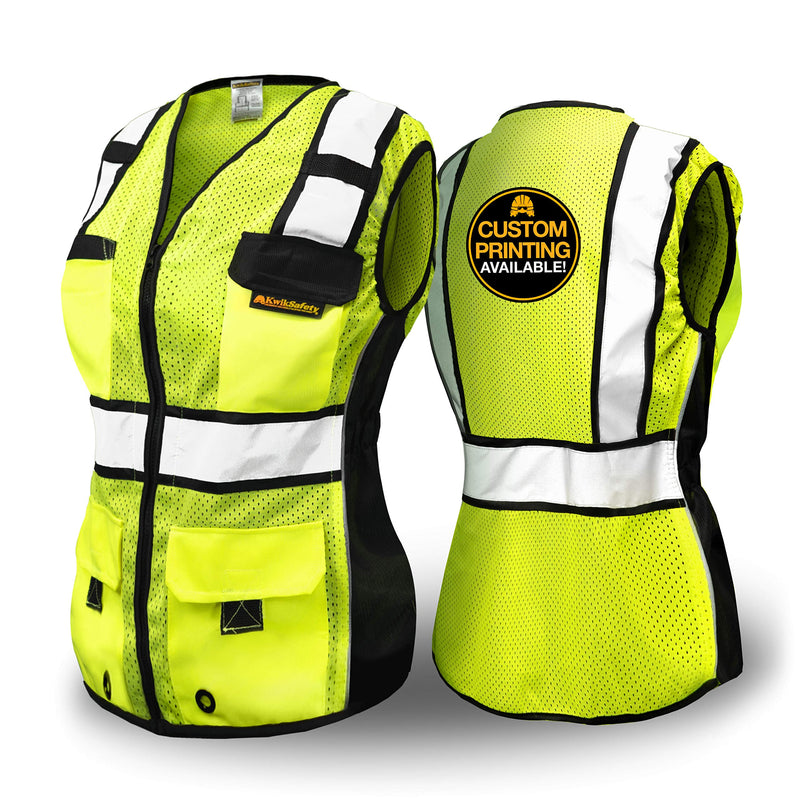 KwikSafety - Charlotte, NC - RoadBOSS Economy & Premium Safety Vest for Women [SNUG-FIT] Class 2 ANSI Tested OSHA 1 Pack Medium Yellow
