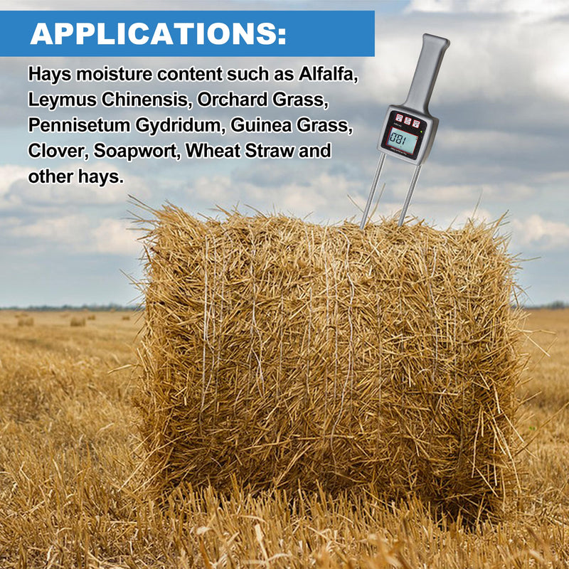 [Australia - AusPower] - Portable Hay Moisture Meter for Alfalfa, Leymus Chinensis, Orchard Grass, Pennisetum Gydridum, Guinea Grass, Clover, Soapwort, Wheat Straw and other Hays For Hay 