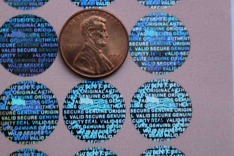 Brand - 13 mm - 1/2 inch 500 Round Bright Silver Hologram Sequentially Numbered Tamper Evident Security Labels/Stickers
