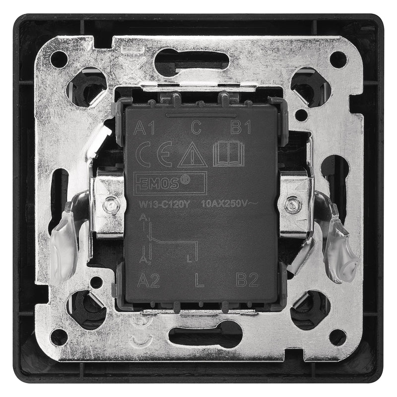 [Australia - AusPower] - EMOS Toggle Switch Black/Anthracite, Light Switch with One Rocker 250 V~/10 AX, Plastic, without Flush-Mounted Box, Protection Class IP20 for Indoor Use 