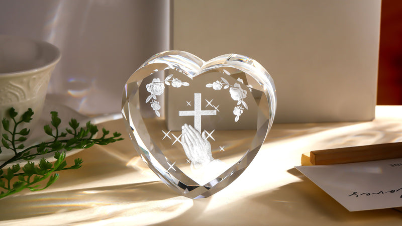Ornalrist 3D Praying Hand Figurines Glass Religious Gift for Women Ornament Praying Hands