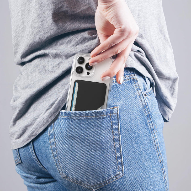 [Australia - AusPower] - Speck iPhone Wallet MagSafe Accessory - Removable ClickLock No-Slip Interlock - Holds 1-3 Cards - Soft Touch Finish, Scratch Resistant Card Holder Built for MagSafe - Black ClickLock Wallet - Black 