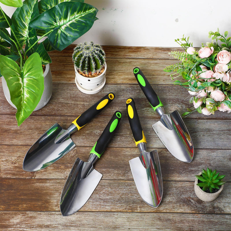 Product Image Yaocom Garden Shovel Aluminum Alloy Heavy Duty Trowel Garden Tool Small Shovels for Digging Metal Hand Trowel Spade with Soft TPR Handle for Lawn Yard Farm Home Shop Planting(12 Pcs) Wide Shovel Yellow, Green 12