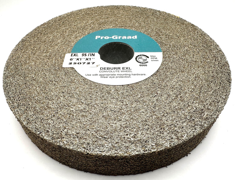 [Australia - AusPower] - EXL Deburring Wheel - 6" x 1" x 1" 9S Fine Grit - Silicon Carbide - Metal Deburring, Finishing and Polishing Wheel - Convolute - 05132 - (1 Pack) 1.0 