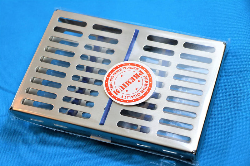 [Australia - AusPower] - German Steel Dental Autoclave Sterilization Cassette Rack Box Tray for 10 Instruments 