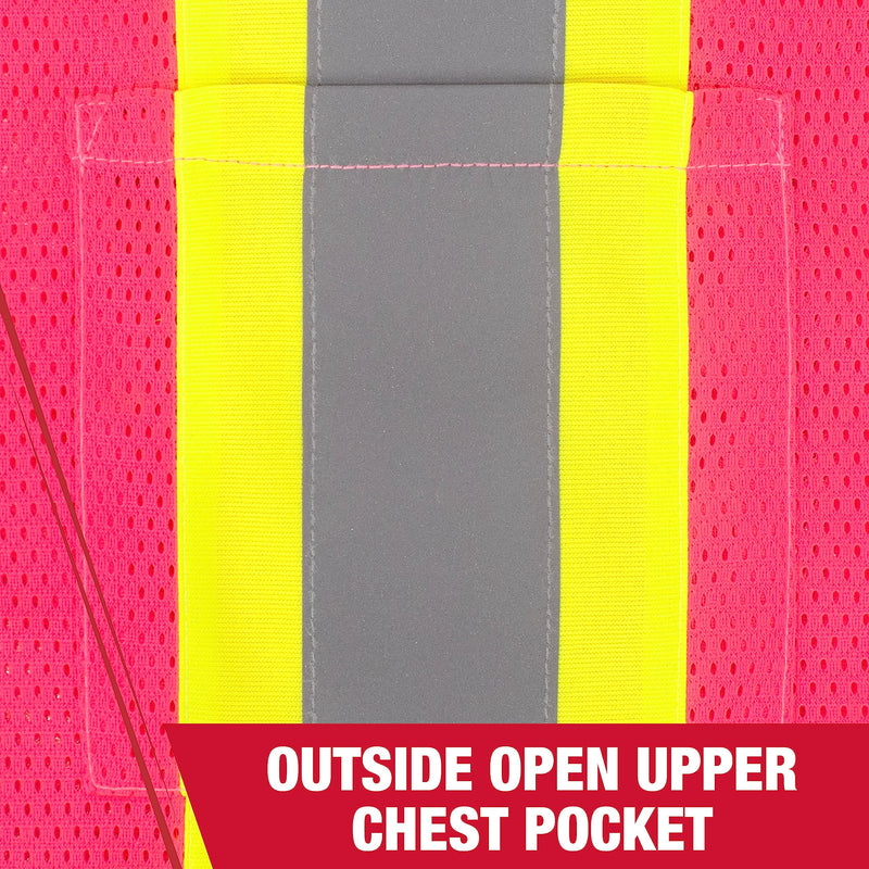 Radians SV22-1 Economy Type O Class 1 Safety Vest Size Extra Large, Pink Mesh with Contrasting Tape - 1 Each 2X