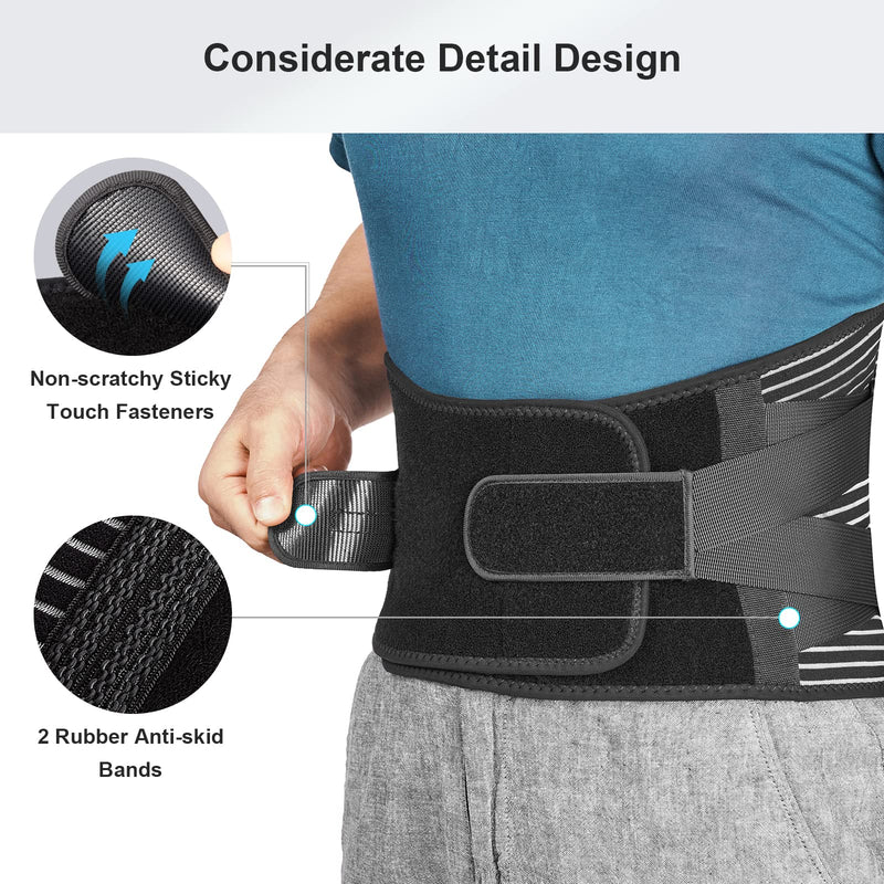 [Australia - AusPower] - FREETOO Back Braces for Lower Back Pain Relief with 6 Stays, Breathable Back Support Belt for Men/Women for work , Anti-skid lumbar support belt with 16-hole Mesh for sciatica(L) Large (Pack of 1) 