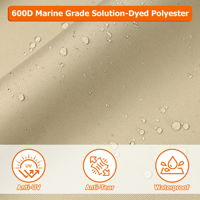iCOVER Boat Folding Seat Cover - 600 Denier Canvas Waterproof Heavy-Duty Weather Resistant Material Trailerable Fishing Chair Covers Beige 2 Pack