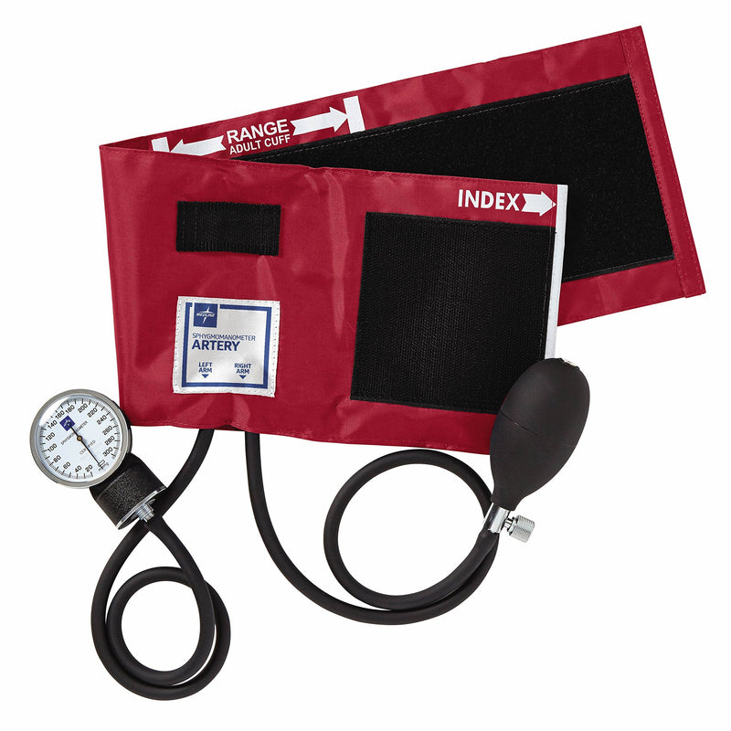 [Australia - AusPower] - Medline Compli-Mates Professional Aneroid Sphygmomanometer Kit with Adult Manual Blood Pressure Cuff and Carrying Case, Red, 1 Kit 