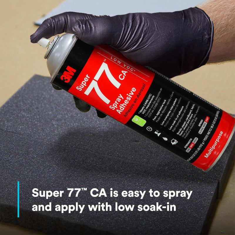 3M Super 77 Multipurpose Permanent Spray Adhesive Glue, Low VOC, Paper, Cardboard, Fabric, Plastic, Metal, Wood, Net Wt 18 oz Super 77 - Low VOC