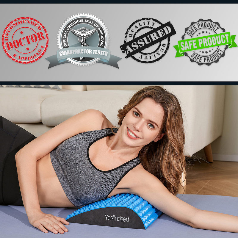 [Australia - AusPower] - YESINDEED Back Stretcher Pillow – Refresh Back Stretcher for Lower Back Pain Relief, Lumbar Support, Spinal Stenosis, Posture Corrector, Neck & Back Stretcher, Sciatica, Herniated Disc Relief, Blue 