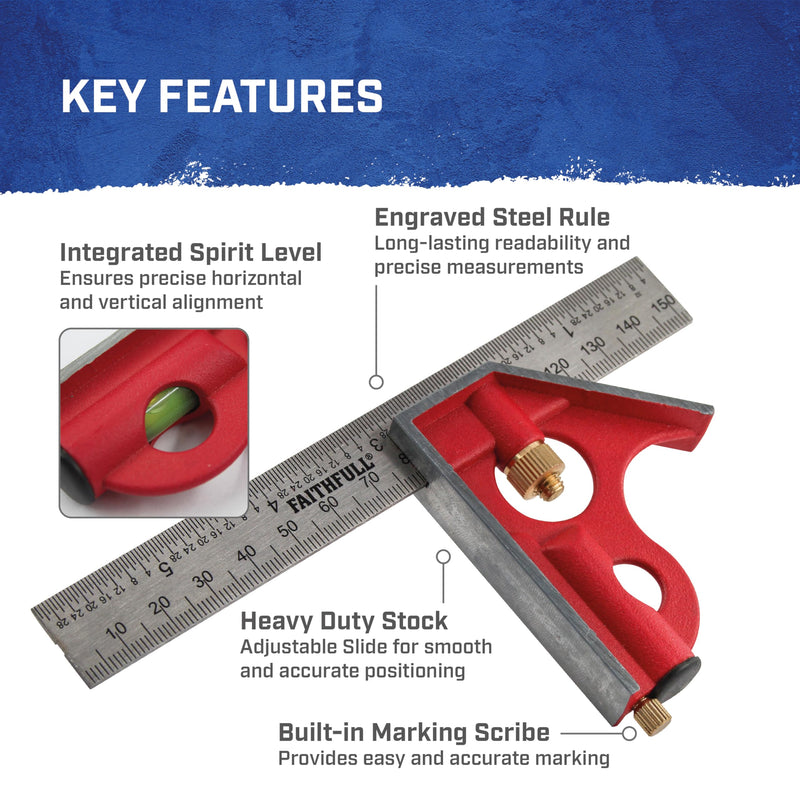 Faithfull CS150 Combination Square 150mm/6-inch 1 Multi