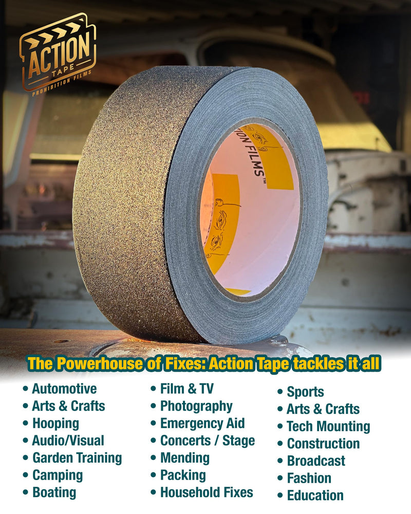 ActionTape Gaffers Tape, Premium Grade & Film Set Approved, Heavy Duty Gaff Tape, Non-Reflective, Multipurpose. 2 Inches x 30 Yards, Black Single Pack