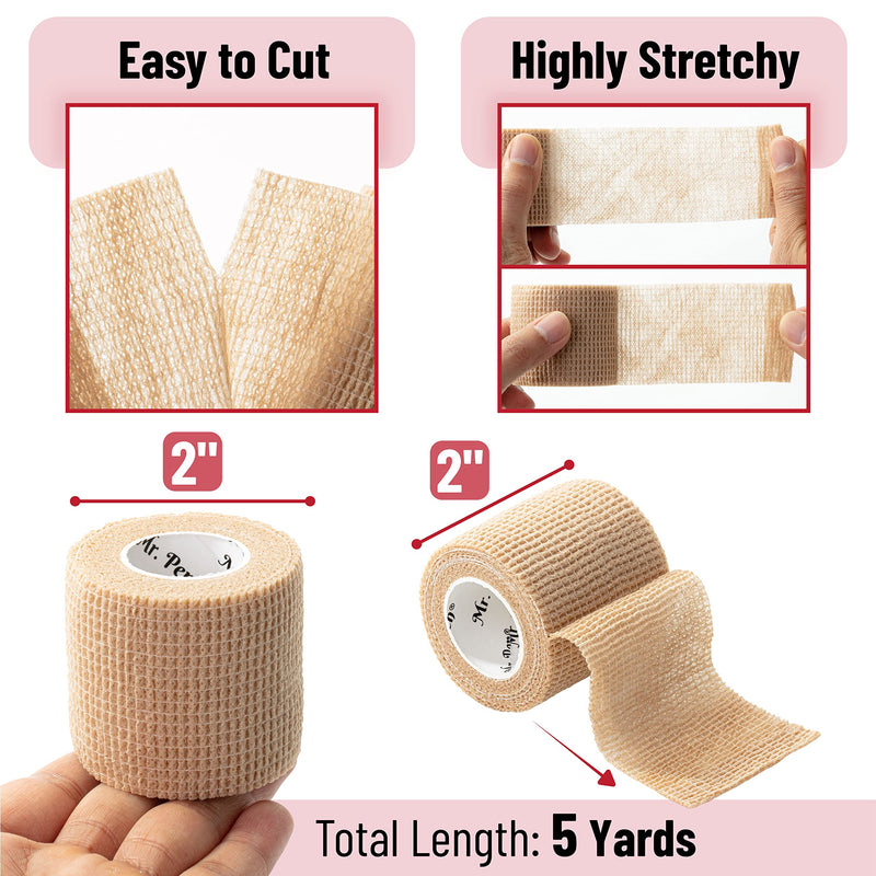 [Australia - AusPower] - Mr. Pen- Self Adhesive Bandage Wrap, 6 Pack, Skin Colored, 2 x 5 Yards, Cohesive Bandages, Medical Wrap, Elastic Bandage Wrap, Self Sticking Bandage Tape Skin Color 