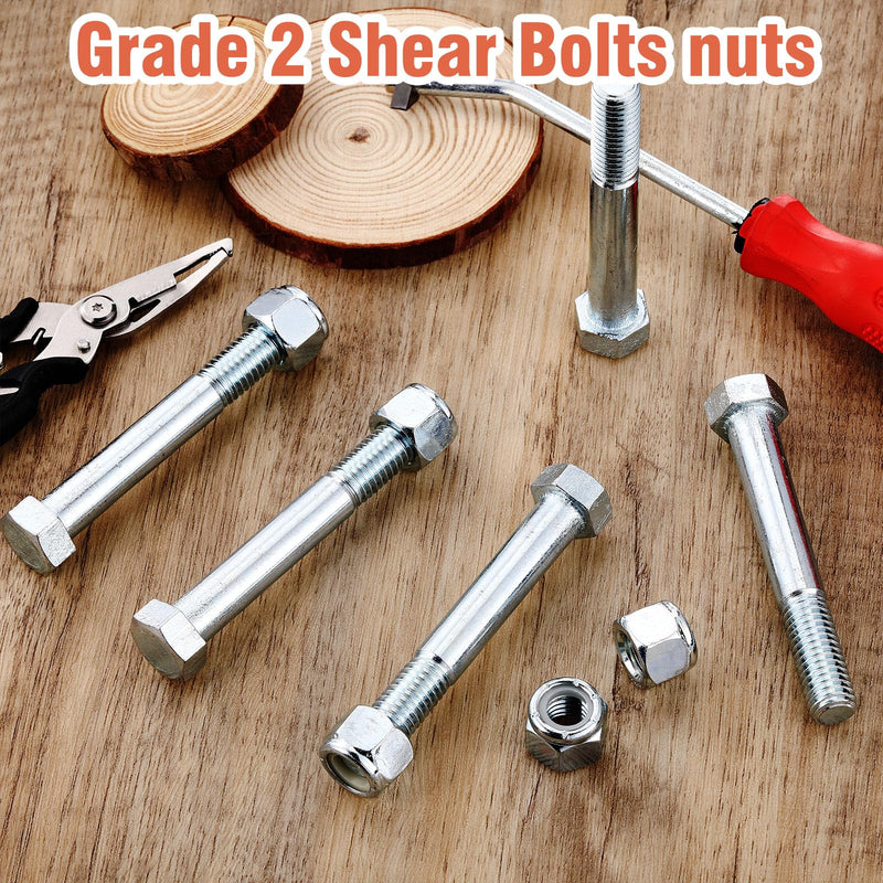 [Australia - AusPower] - Blulu 5 Pack Grade 2 Shear Bolts for Rotary Cutters Bolts and Lock Nuts Kit 1/2" x 3-1/2" with Nylock Nuts Fit Brush Cutter Tractor Gearboxes Compatible with Rotary Cutters Mill Grad (Half Thread) Half Thread 