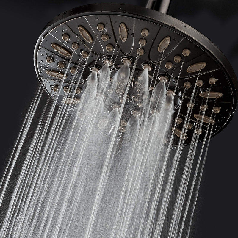 AquaDance OIL RUBBED BRONZE High Pressure 6-Setting 7" Rain Shower Head – Angle Adjustable, Anti-Clog Showerhead Jets, Tool-Free Installation - USA Standard Certified - U.S. Brand 2.5 Gallons Per Minute