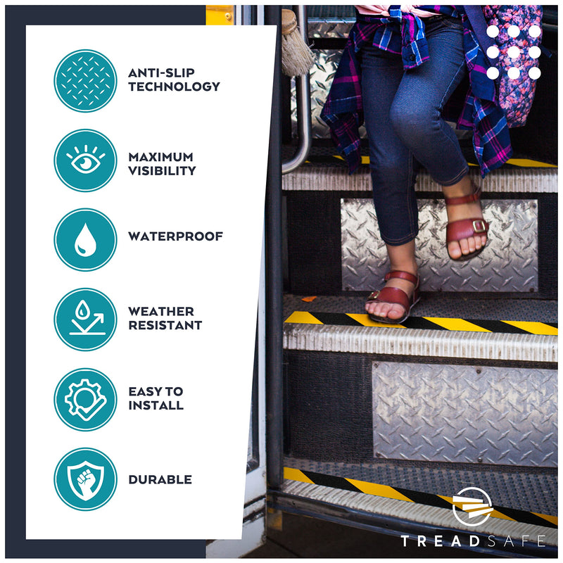 Anti Slip Safety Tape for Steps - Black and Yellow Grip Tape, Caution Tape Adhesive Step Tape, Hazard Grip Tape, Stairs Safety Tape (2" x 60 FT Roll) Caution Tape 2" x 60 FT Roll