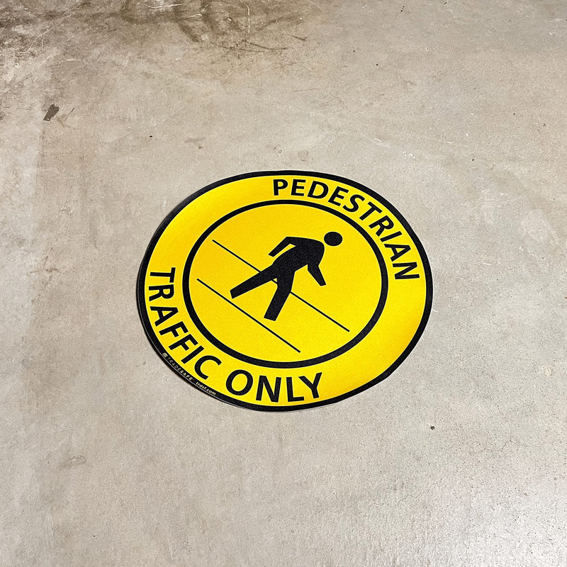 [Australia - AusPower] - TRADESAFE Pedestrian Traffic Only Anti-Slip Floor Sticker - Pedestrian Safety Caution Sign, Peel and Stick Adhesive Vinyl Sign, ANSI-Compliant, 17” Diameter Round Sticker 