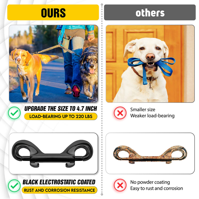 [Australia - AusPower] - [EXTRA DURABLE] 4.7 Double Ended Bolt Snaps Hooks 220LBS Weight Capacity, Heavy-Duty & Rust-Resistant Zinc Alloy Double Sided Clips, Best for Dog Leashes, Awnings, Sports Equipment, Boating (2 Pack) 