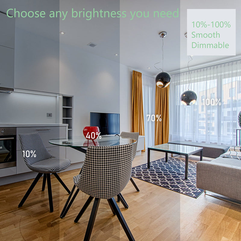 Soliseed 4 Pack 4 Inch LED Can Lights Length Adjustable Recessed Lights,Retrofit Downlight ETL Damp Rated,9W=40W,5000K Daylight,500LM,Dimmable,Easy Installation,Bevel Trim,E26 Base 5000K(Daylight) 4 Inch-4 Pack