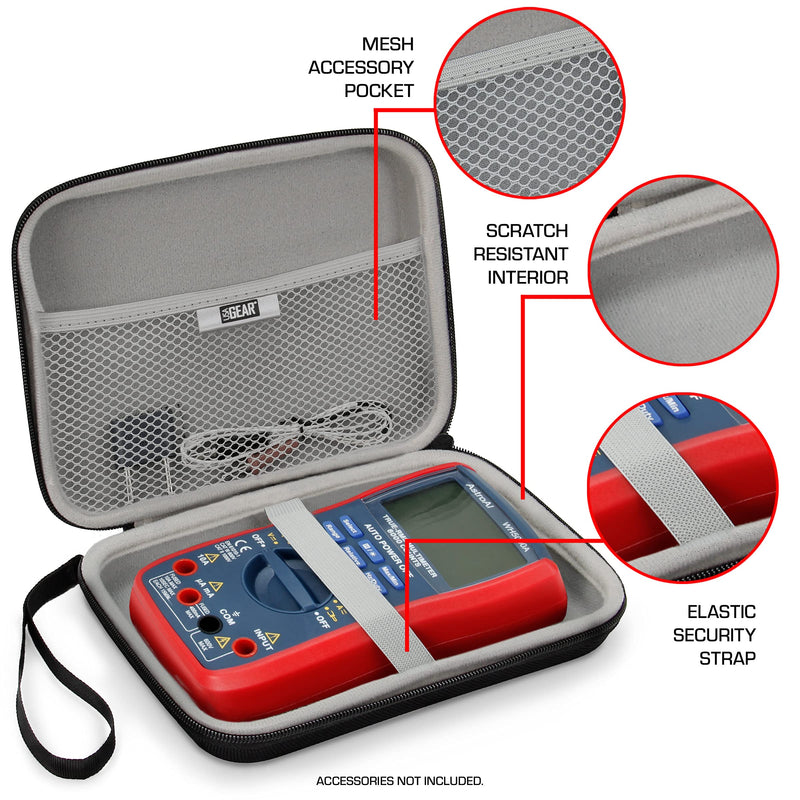 USA Gear Multimeter Case - Voltage Tester Case Compatible with Astro AI Multi Meter, Klein Tools Multimeter Tester, Fluke Multimeter, and More Electrical Tester - Water & Scratch Resistant (Black) Black