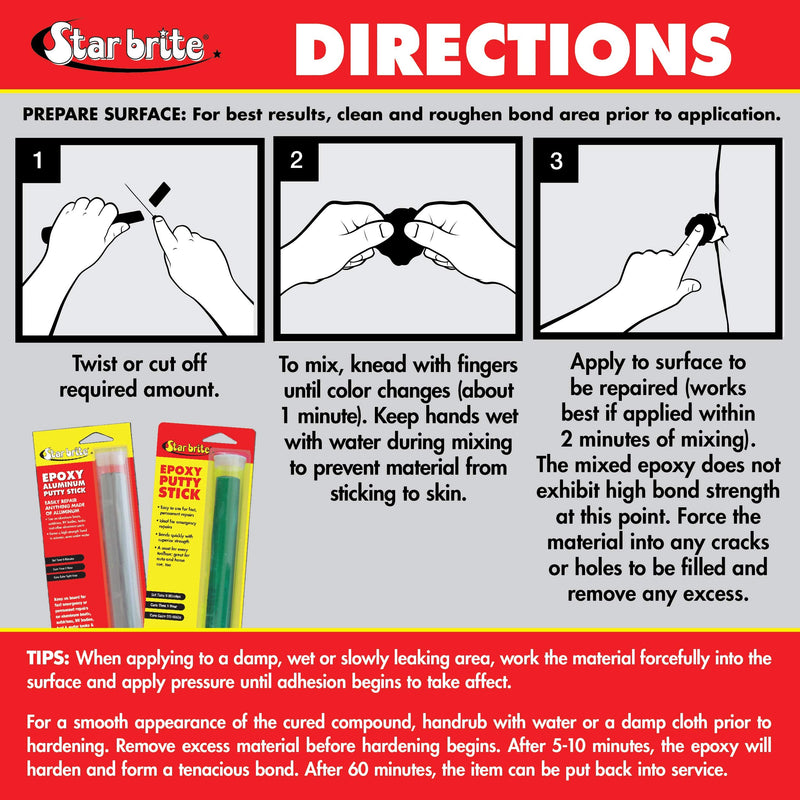 [Australia - AusPower] - STAR BRITE 4 Oz Epoxy Putty Stick - Easy, Fast, Permanent Repairs Even Underwater - Repair Boat Hulls, Decks, Pools, Spas, Hot Tubs, Leaking Gaskets, Tanks, Gutters & More Fiberglass, Wood, Plastic 