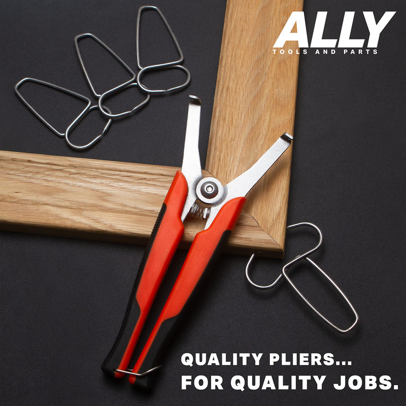 [Australia - AusPower] - ALLY Tools Miter Spring Clamp Pliers with 16 Miter Spring Clamps - Spring Loaded Handle Design – Long 8 inch Handle for Big Hands for use with Wood Trims, Moldings, Picture Frames, and Woodworking. 