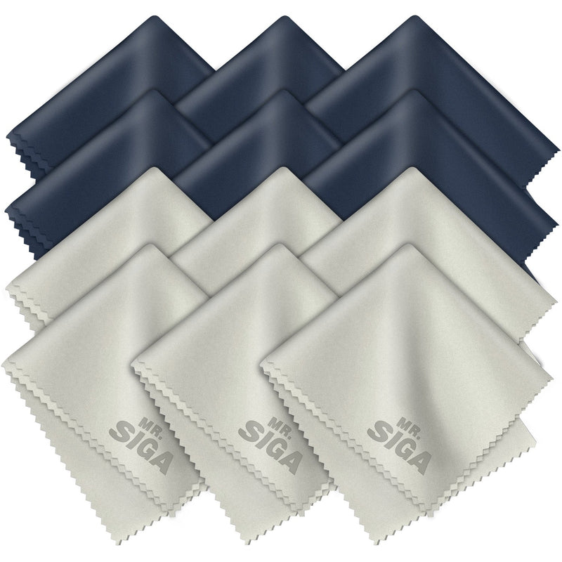 MR.SIGA Microfiber Glasses Cleaning Cloth, Spectacle Cleaner Cloth, 12 Pack Navy/Gray 12 Pack-6 X 7 inch