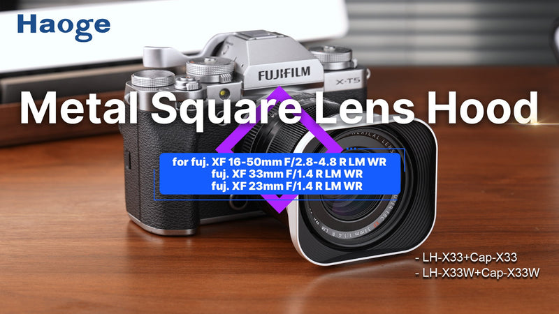 Haoge Metal Square Bayonet Lens Hood for Fuji New XF 23mm f/1.4 R LM WR,XF33mm F1.4 R WR Lens Replaces Fujifilm LH-XF23-II, on X-T4 X-T5 X-Pro3 X-S20 XE4 Camera