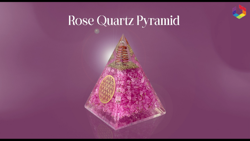 Rose Quartz Orgone Pyramid for Healing Energy – Handcrafted Crystal Pyramid with Copper Coil for Love, Harmony & Meditation – Reiki, Chakra Balancing, Positive Energy Generator Spiritual Gift Rose Quartz