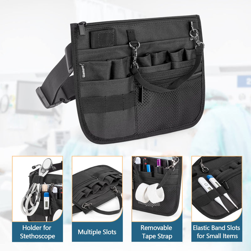 [Australia - AusPower] - Damero Nurse Fanny Pack, Nurse Waist Bag with Tape Holder, Nurse Tool Belt for Stethoscopes, Bandage Scissors and Other Medical Supplies, Black 