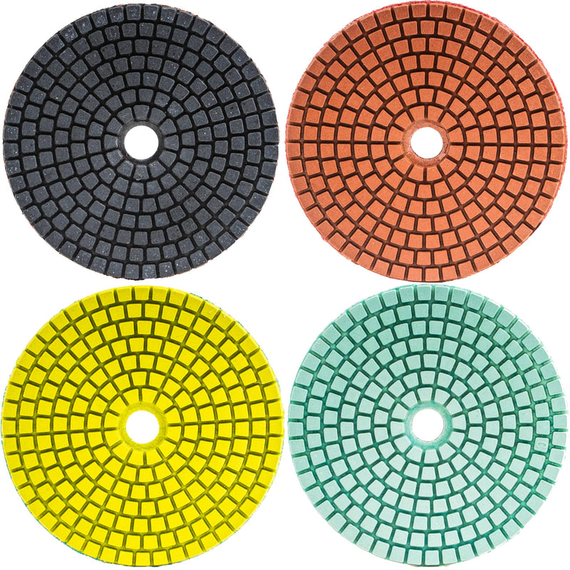 [Australia - AusPower] - DELPHI Wet Diamond Grinding Disc Polishing Set 7 Pieces Diamond Discs Set 100 mm for Grinding Polishing Porcelain Stoneware, Ceramic Grit 50-3000 with Wool Pad M12 Adapter and Protective Gloves 
