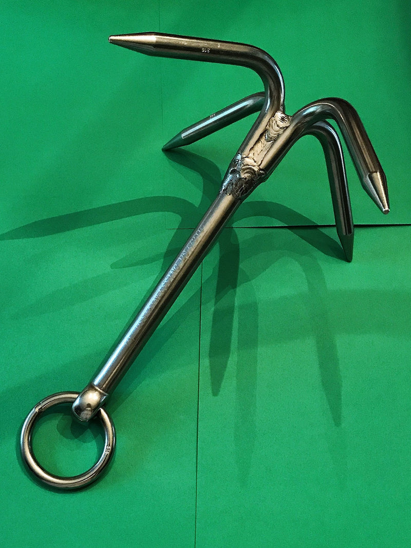 US Stainless Stainless Steel 316 Hook Anchor 9.5" (240mm) Marine Grade Grapple Grappling Hook
