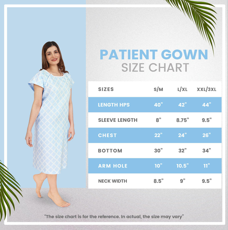 [Australia - AusPower] - NY Threads Women's Hospital Gown Soft and Stylish Patient Gown, Large-X-Large, Moroccon Tile Blue 