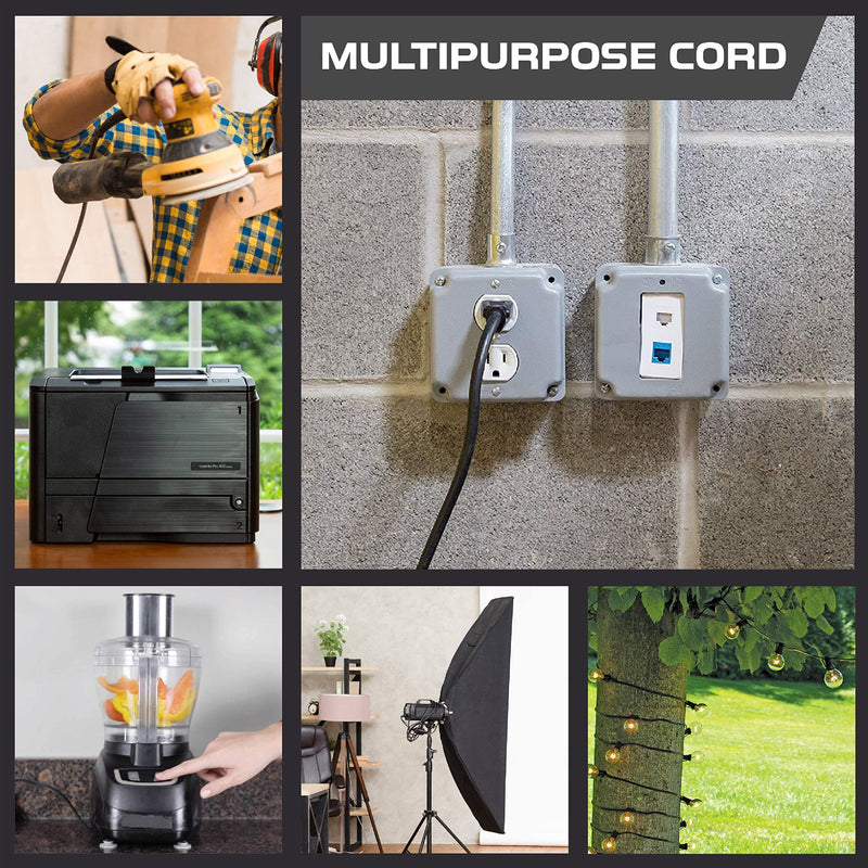 [Australia - AusPower] - Iron Forge Cable 6 Ft Black Extension Cord, 16/3, 6 Foot Extension Cord, 3 Prong, Weatherproof - Great for Outside Use 6FT 