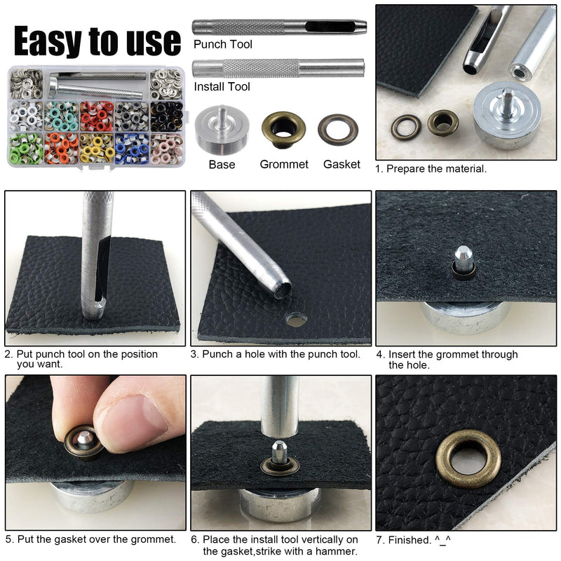 [Australia - AusPower] - YORANYO 400 Sets 3/16 Inch Grommet Mixed Colors Eyelets Kit for Fabric Leather Scrapbooking Card Making Leather Craft Shoes Clothes Bags Fabric Canvas Paper Craft with Install Tool Kit in Storage Box 