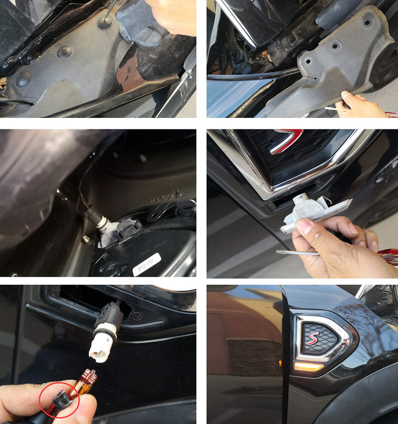 iJDMTOY Smoked Lens Full Amber LED Dynamic Sequential Blink Fender Side Marker Light Compatible With 2017-2024 MINI Cooper F60 Countryman, Replace OEM Clear Sidemarker Lamps