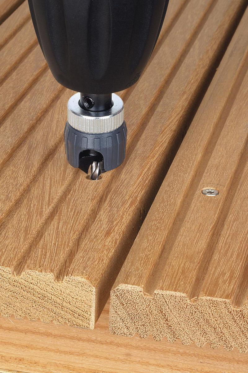 Wolfcraft 2544000 3.2-12mm Screw Starter with Countersink and Depth Stop | Adjustable Depth Stop for Wood Decking and Series Drilling 3 Flute 1/4" Hex Shank 2544000 Pre-drill with countersink and depth stop Ø from 3.2– 12 mm