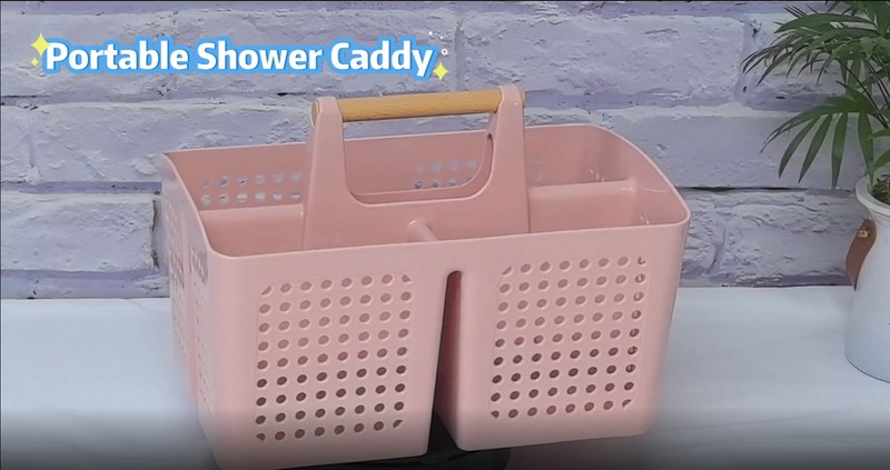 Portable Shower Caddy Basket with 3 Compartments and Handle, Dark Gray