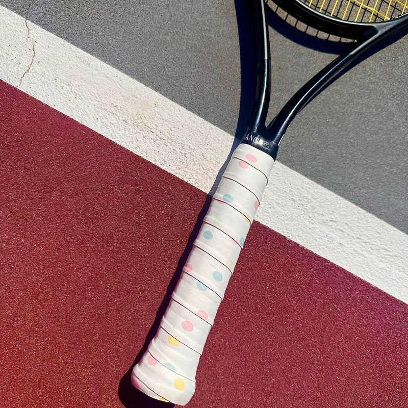 Tennis Racket Grip Tape - Customizable and Tac Moisture Feel Tennis Grips - Anti Slip Tennis Overgrip for Tennis Racket 3 Polka Dot