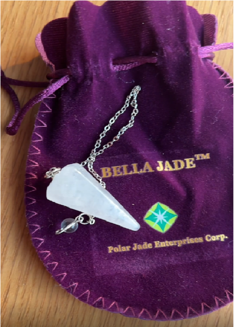 Polar Jade Natural Crystal Pendulum with Chain & Pouch Quartz