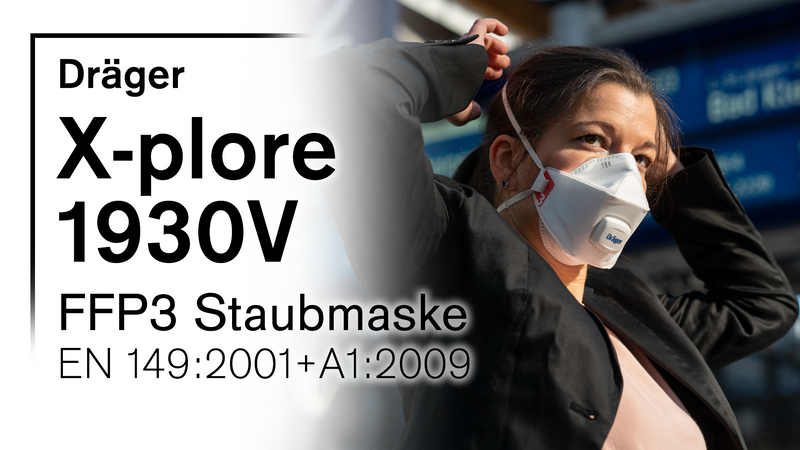 Dräger X-plore 1930 V Dust Mask, Pack of 3, FFP3 Respirator Mask with Valve, Various Sizes | FFP3 Respirator Mask with Valve - Various Sizes M/L | Pack of 10